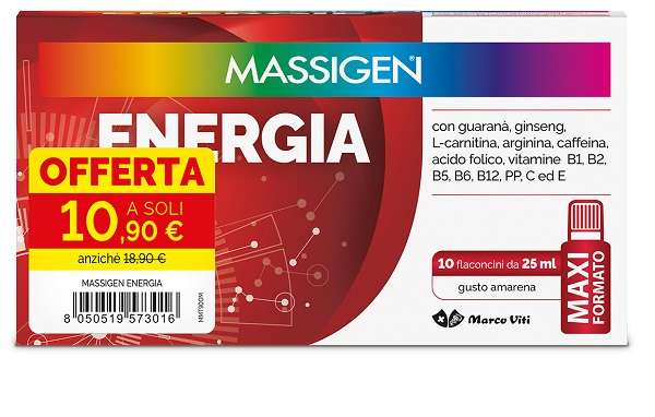 MASSIGEN ENERGIA 10 FLACONCINI DA 25 ML